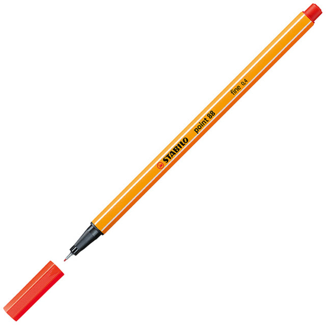 STABILO point 88 fineliner 0,4mm lichtrood, met metalen punt