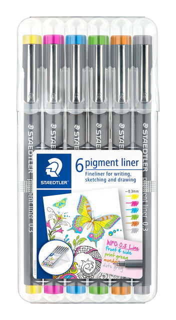 Fineliner Staedtler pigment 308 0.3mm 6 kleuren