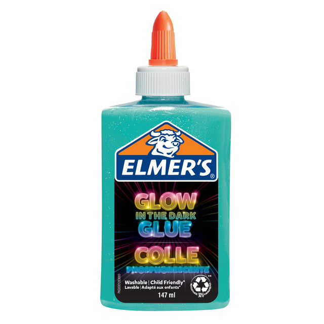 Elmer's glow in the dark lijm 147ml blauw, licht op in het donker