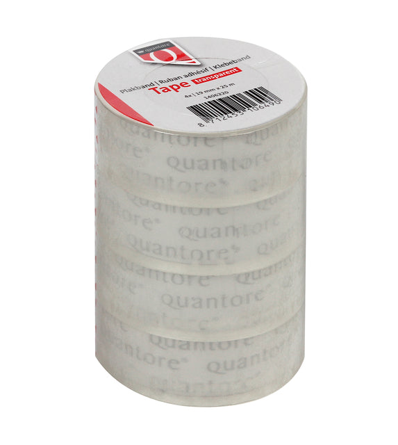 Quantore Transparant Plakband 19mm x 25m, Verouderingsbestendig