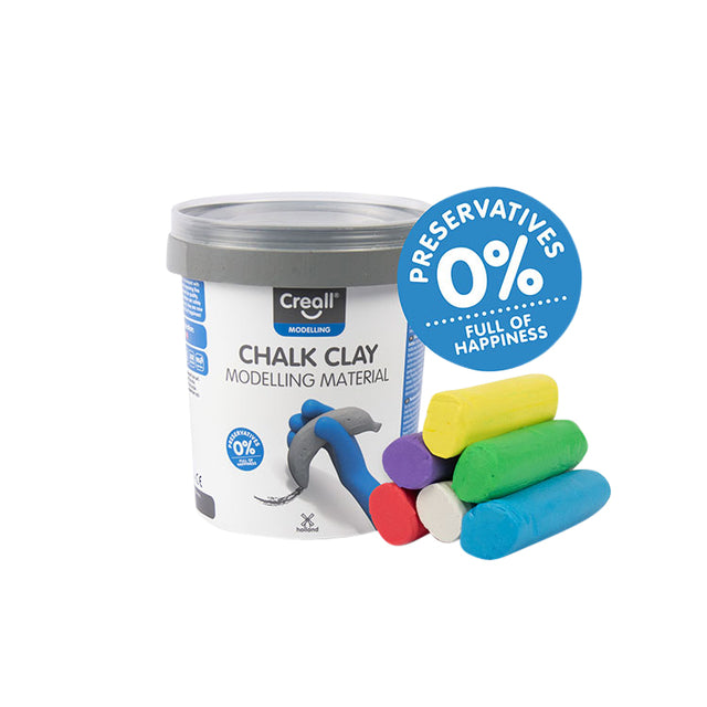 Creall Stoepkrijtklei, 6 Kleuren, 125g per Emmer