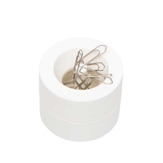 Maulpro witte papercliphouder met magneet en 15 paperclips - 2