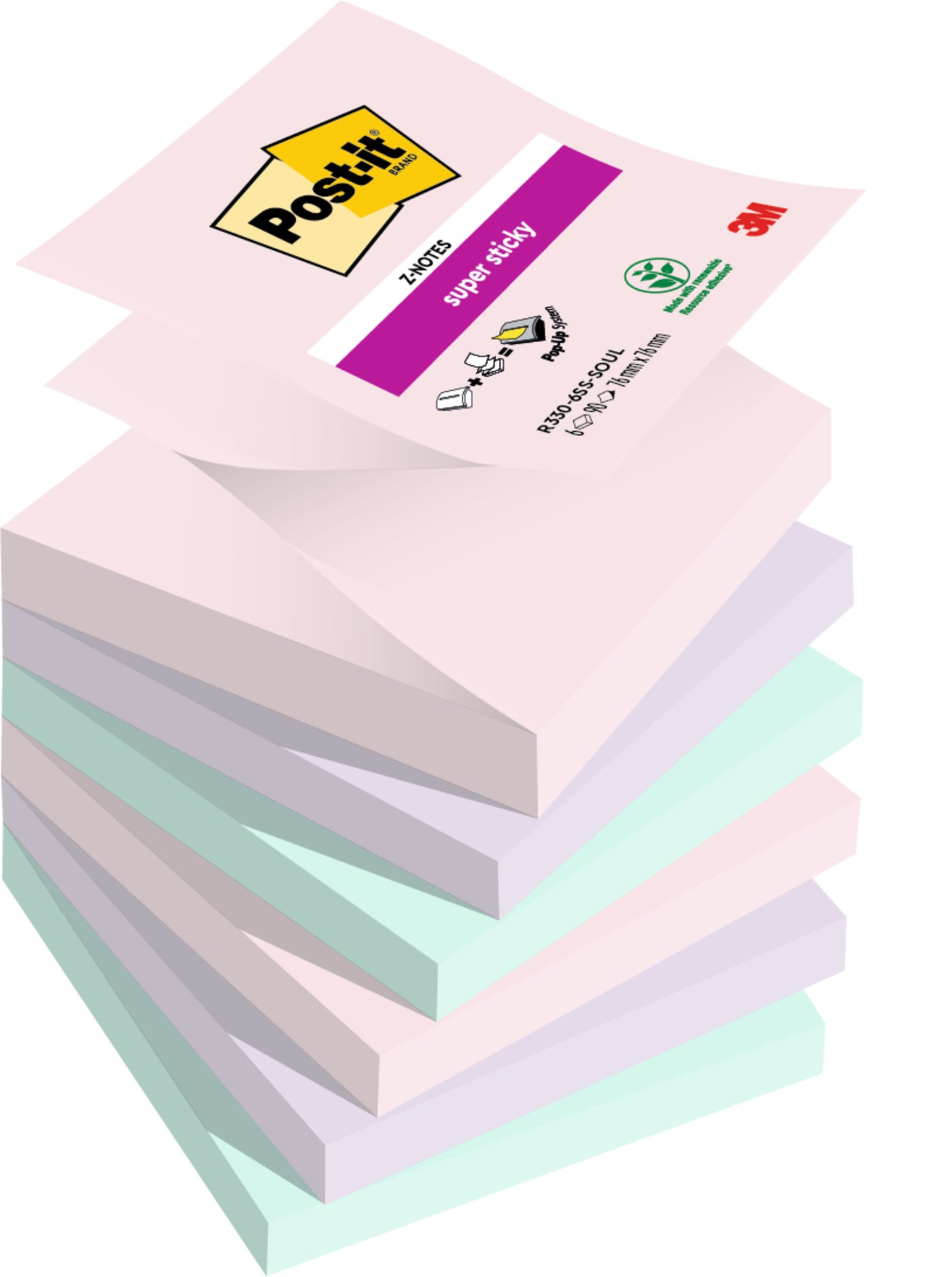 Memoblok Post-it Z-Notes R330 Super Sticky Soul 76x76mm