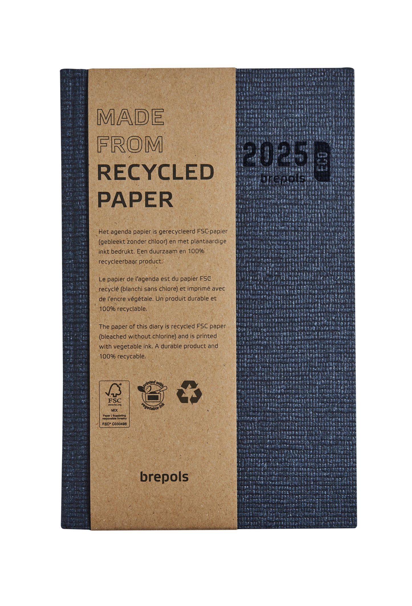 Agenda 2025 Brepols Ecoday 1 dag per pagina op gerecycled FSC papier