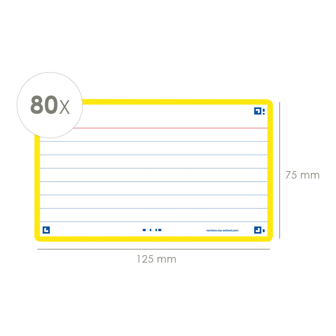 Flashcard Oxf 2.0 75x125mm 80vel 250g lijn geel