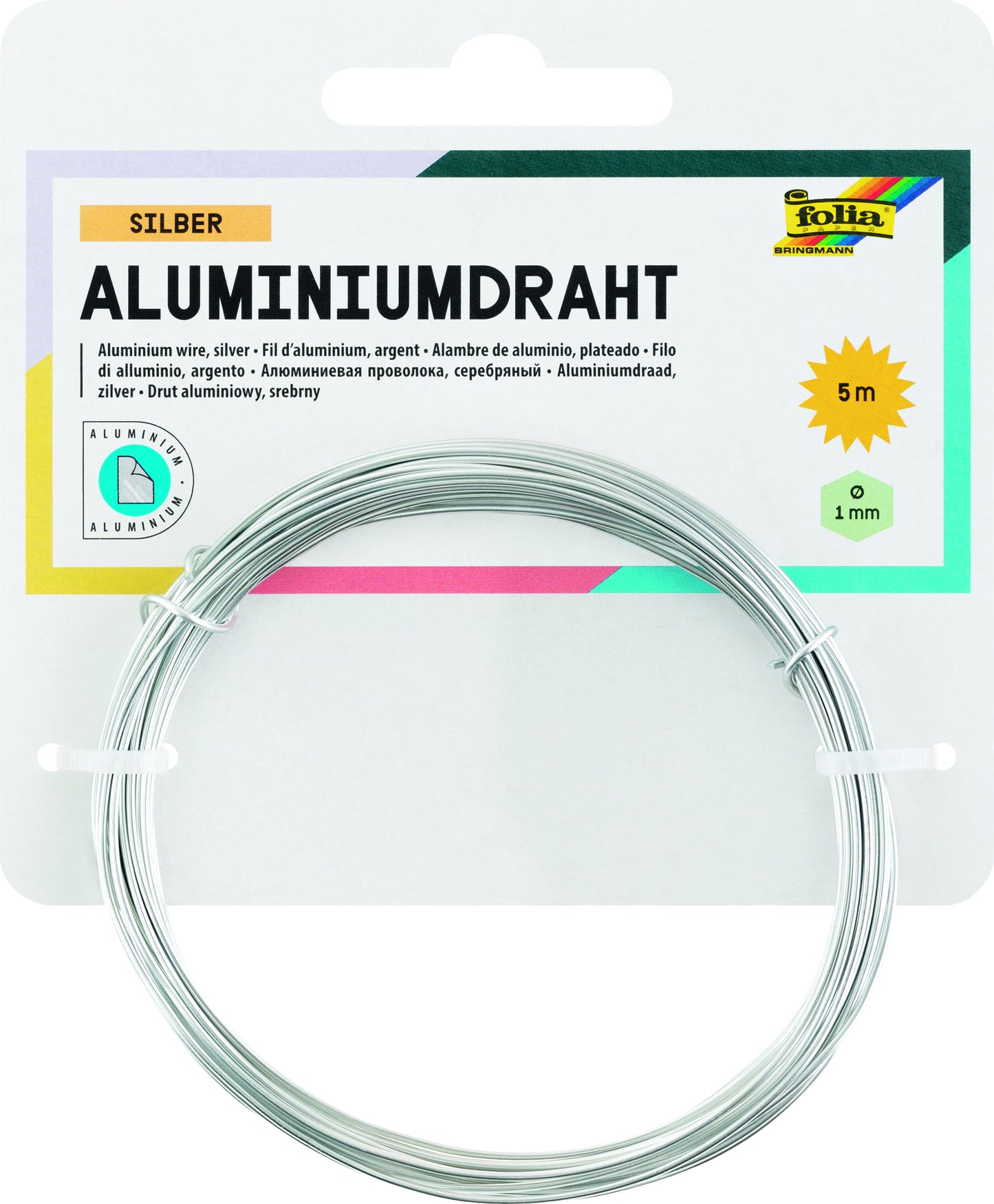 Aluminiumdraad zilver 1mm x 5m voor knutselen