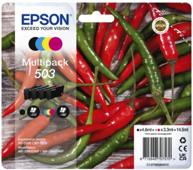 Epson 503 T09Q64 Zwart + 3 Kleuren Inktcartridge