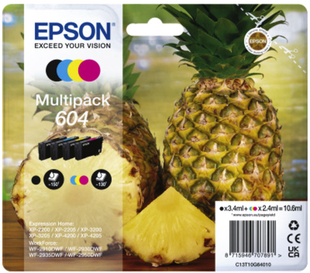 Epson 604 T10G46 Zwart + 3 Kleuren Inktcartridge voor veelzijdig gebruik