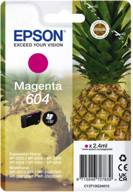 Epson 604 T10G34 Rood Inktcartridge - Hoogwaardige Afdrukken