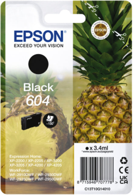 Epson 604 T10G14 Zwart Inktcartridge voor Epson printers