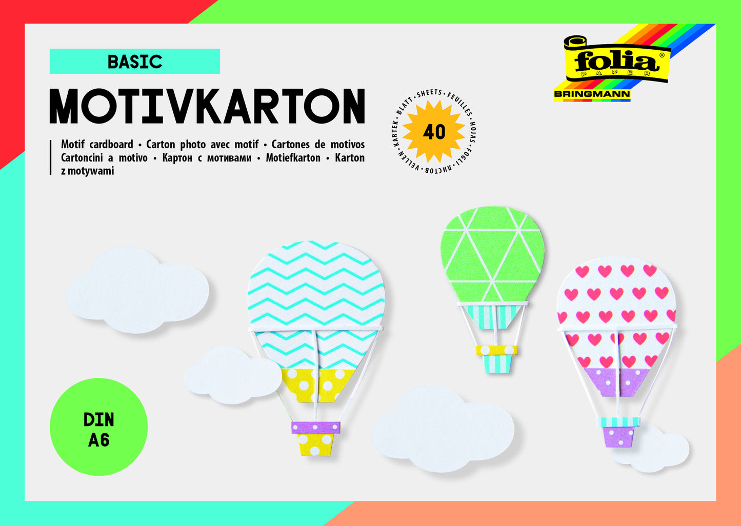 Folia Fotokarton 2-zijdig A6 40 vellen, 15 kleuren