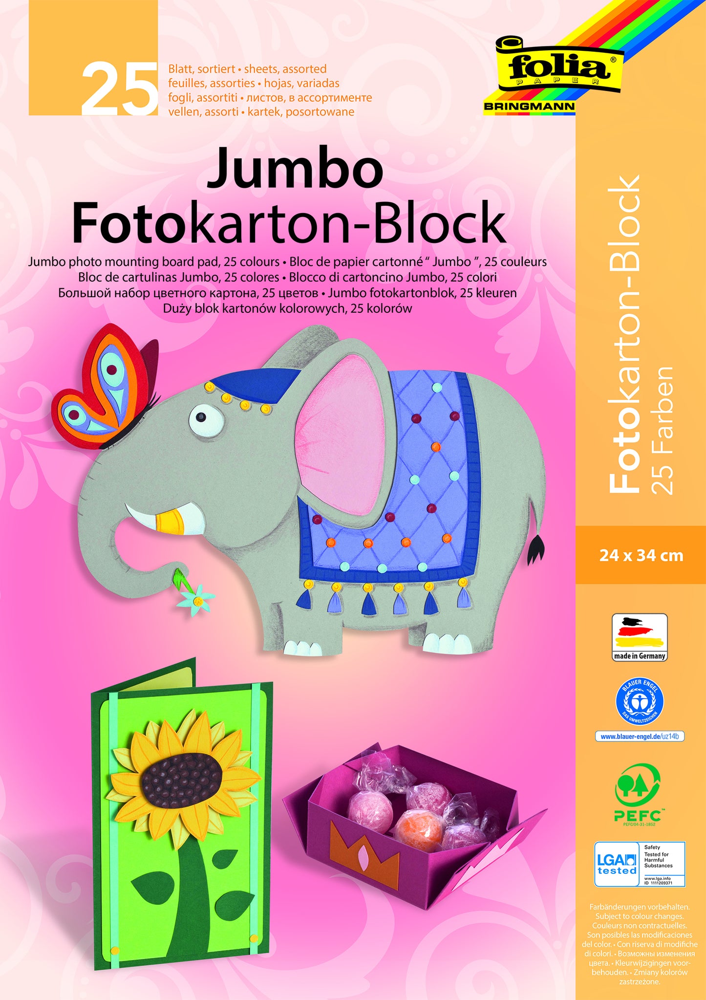 Folia Fotokarton 2-zijdig 24x35cm 300g, 25 Vel, Assorti