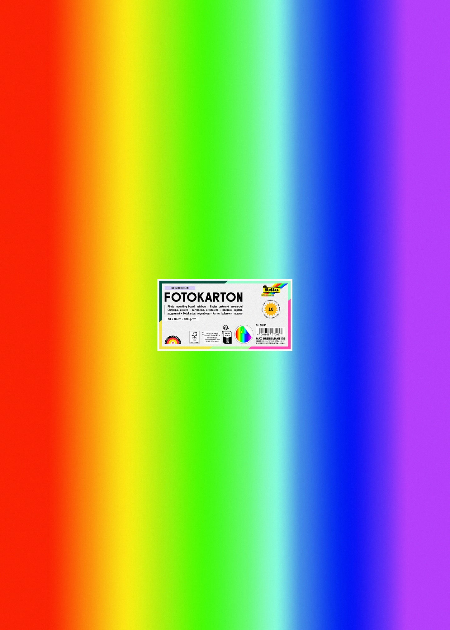 Folia Fotokarton 2-zijdig 50x70cm 300gr regenboog