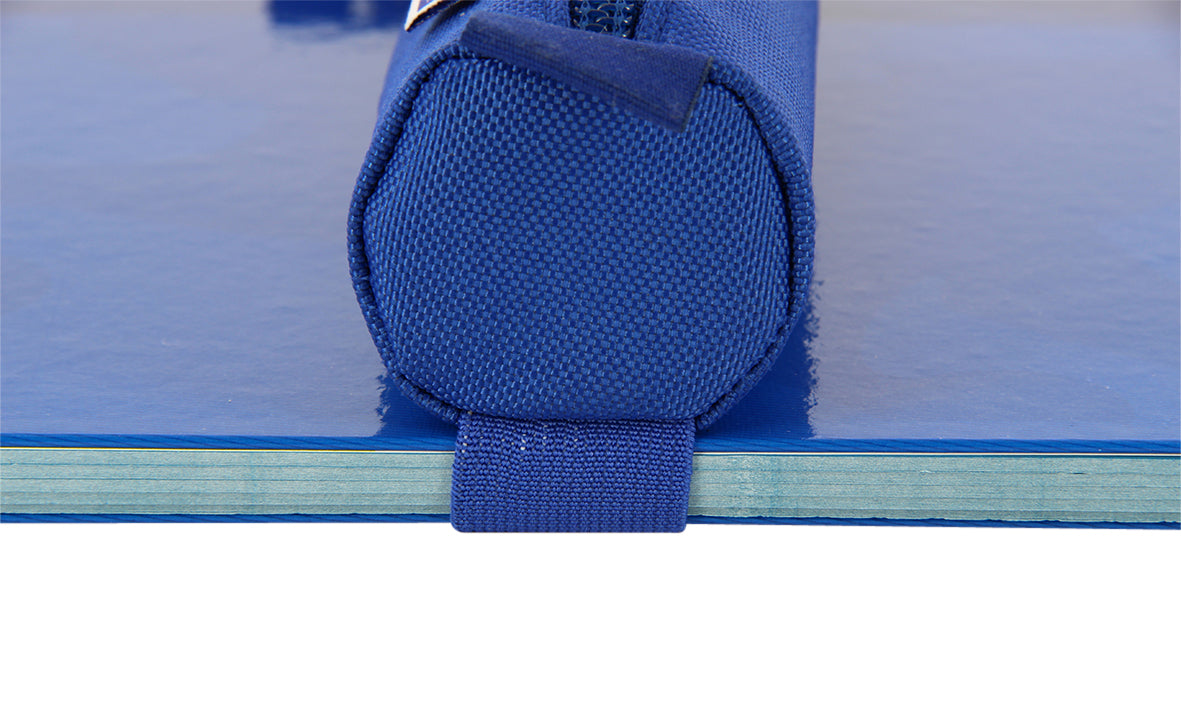 Oxford rond blauw pennendoos van polyester met ritssluiting