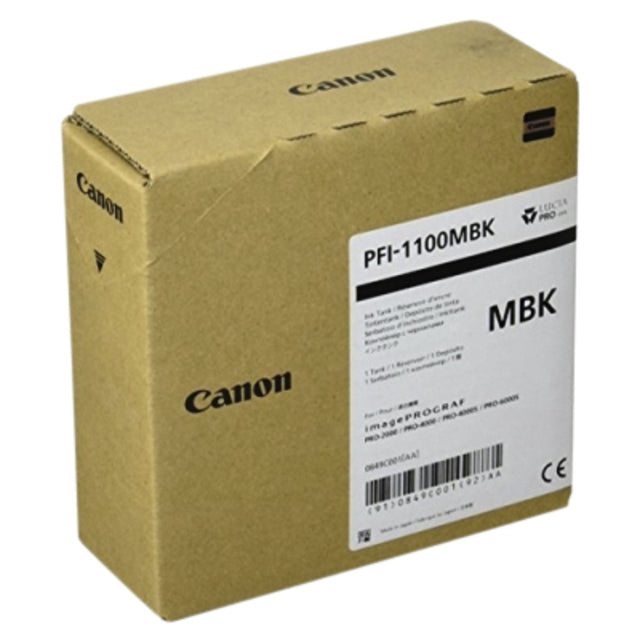 Canon PFI-1100 Mat Zwart Inktcartridge - 160 ml, voor professionele kwaliteit