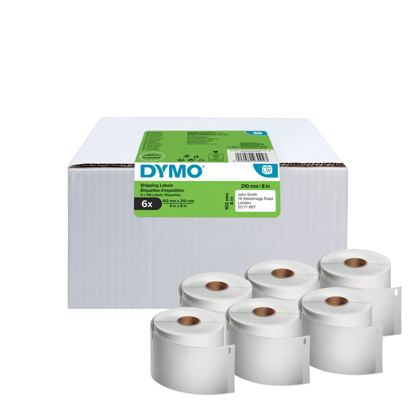 Dymo LabelWriter Verzendetiketten 102x210mm, 6 Rollen