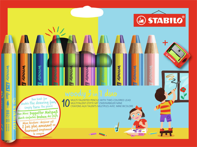 Stabilo Woody 3-in-1 Duo Kleurpotlood Set 10 Kleuren