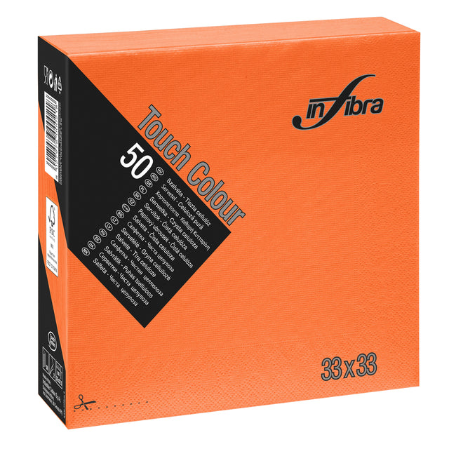 Oranje Infibra servet 33x33cm 2-laags, 50 vellen