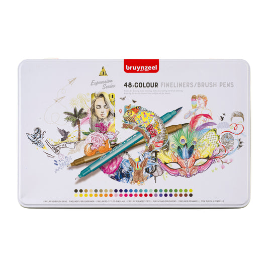 Bruynzeel Ecoline Fineliner en Brushpen 48 kleuren