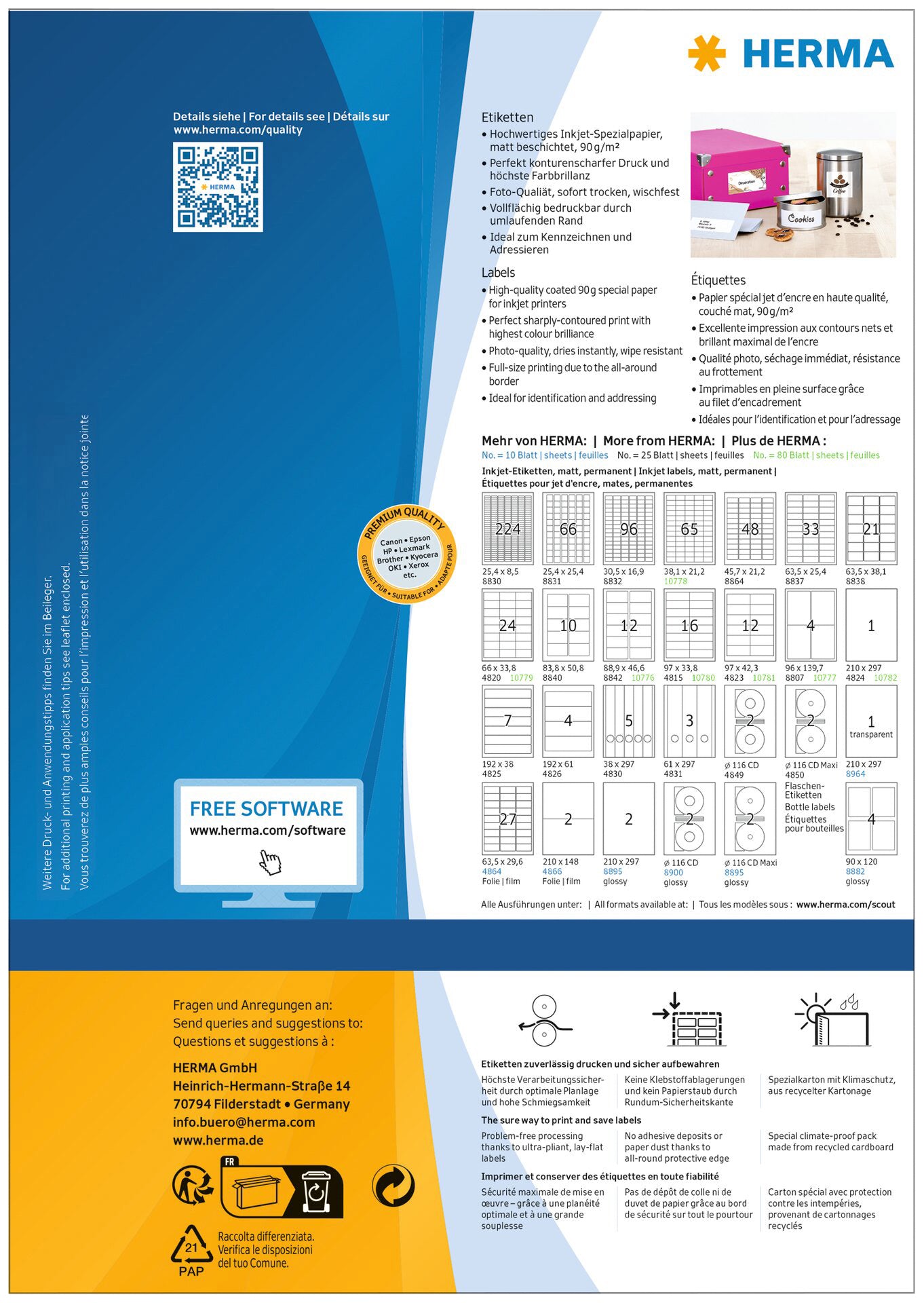 Etiket HERMA 10781 97x42.3mm Wit 960stuks - 2