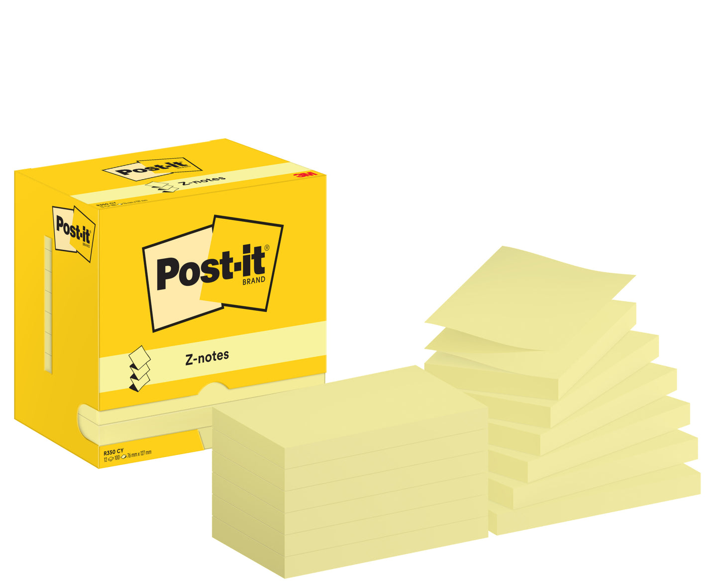 Memoblok Post-it Z-Note R350 76x127mm Geel