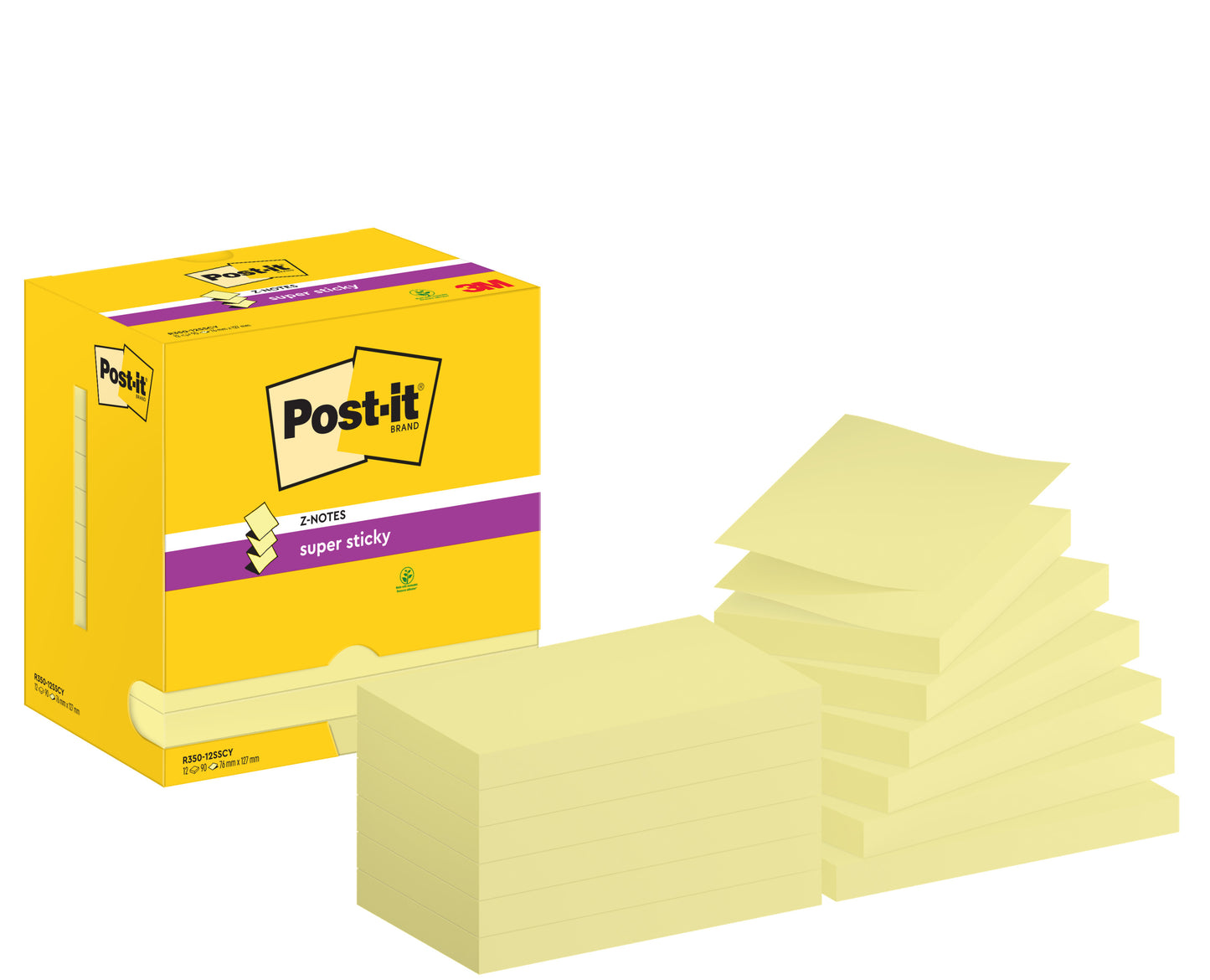 Post-it Z-Note S350 Super Sticky Geel, 90 vel