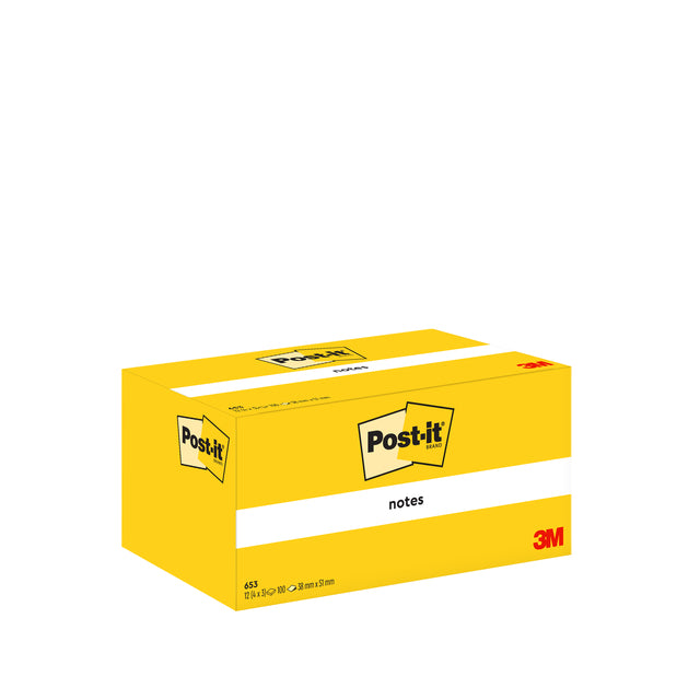 Post-it® Memoblok Gele Notities 38x51mm, 100 blaadjes, doos van 12