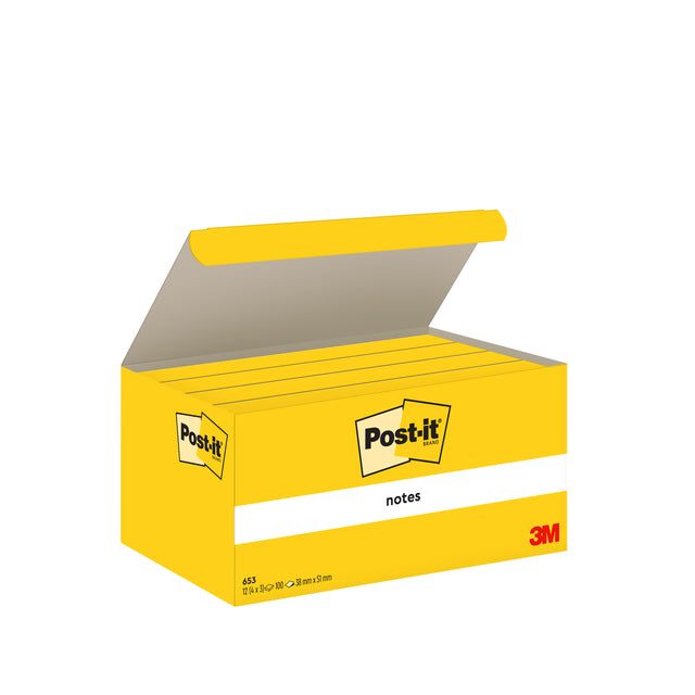 Post-it® Memoblok Gele Notities 38x51mm, 100 blaadjes, doos van 12 - 2