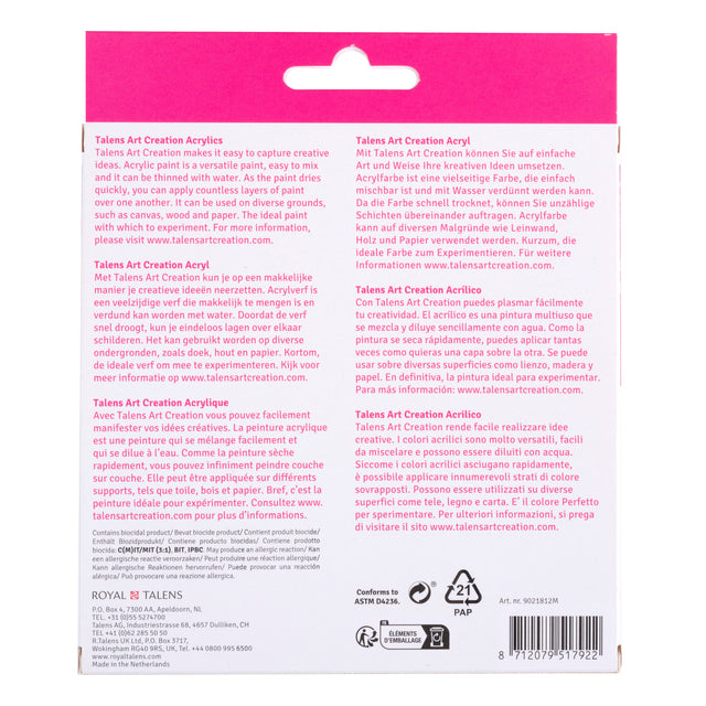 Talens Art Creation Acrylverf Set 12 Kleuren 12ml - 4