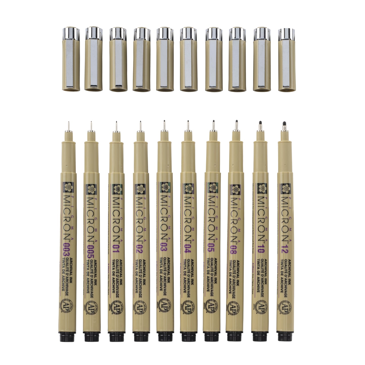 Sakura Pigma Micron Etui 10 fineliners zwart, variabele puntdiktes - 3