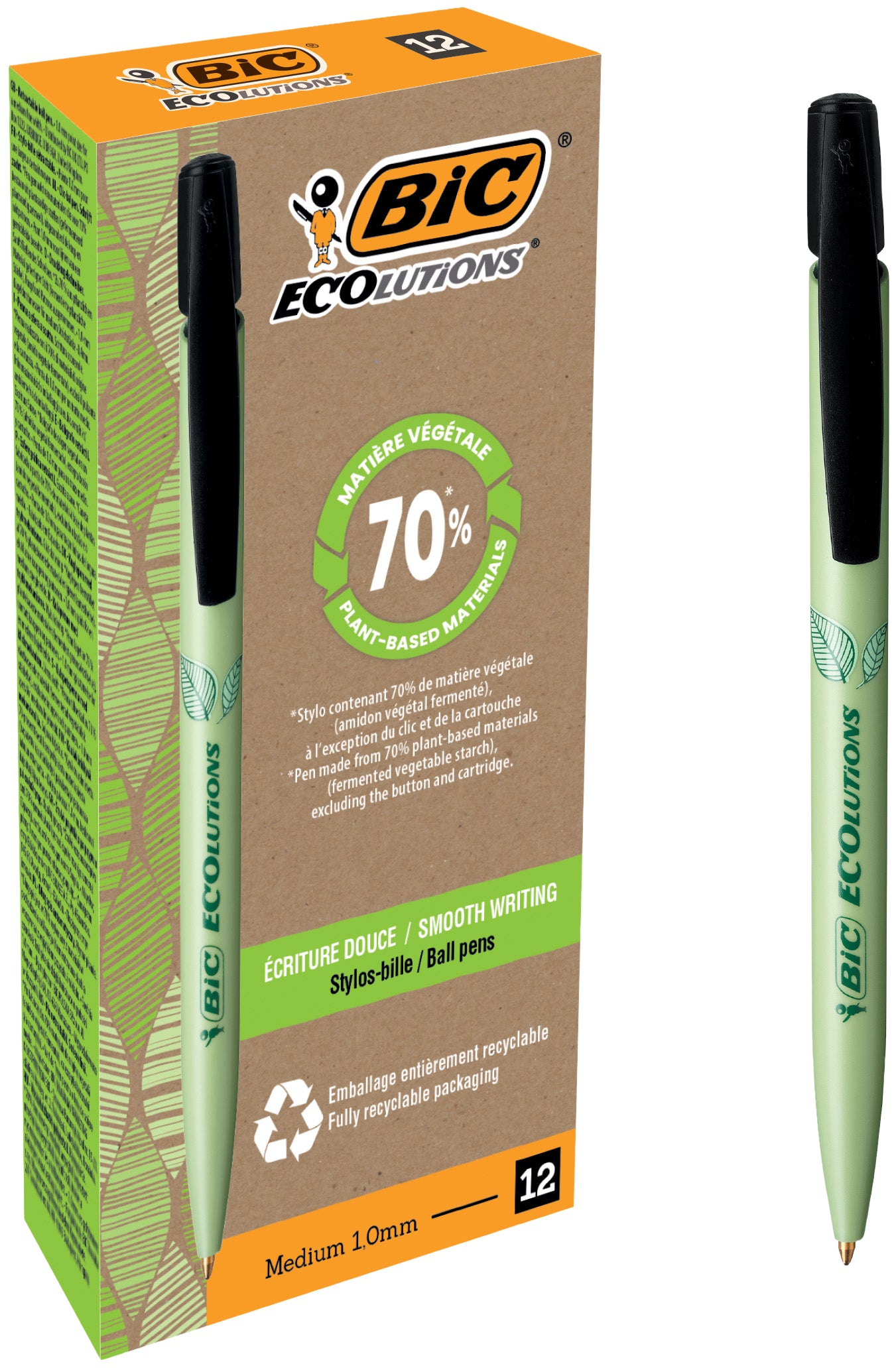 Bic Ecolutions Media Clic Bio-based Balpen M Zwart, 70% Plantaardig