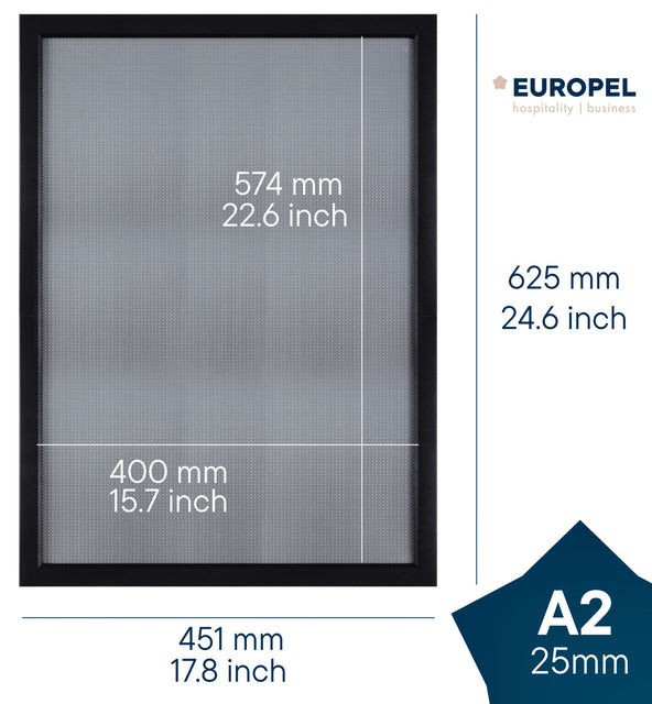 Zwarte A2 kliklijst Europel 25mm - 2
