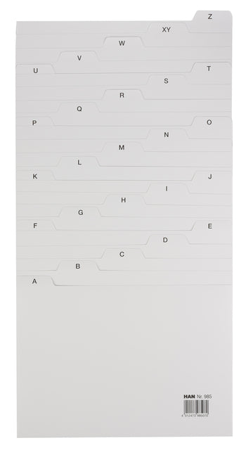 Han Tabkaart A-Z A5 Lichtgrijs 25-delig - 2