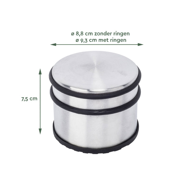 BRASQ Deurstopper met rubberen ringen, RVS - 3