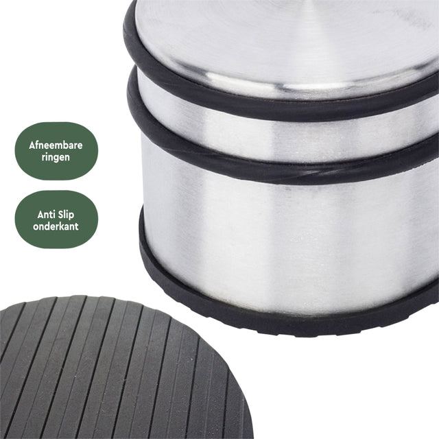 BRASQ Deurstopper met rubberen ringen, RVS - 4