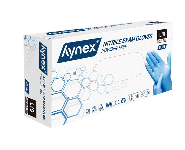 Hynex L Nitril Wegwerphandschoenen, 100 Stuks Blauw