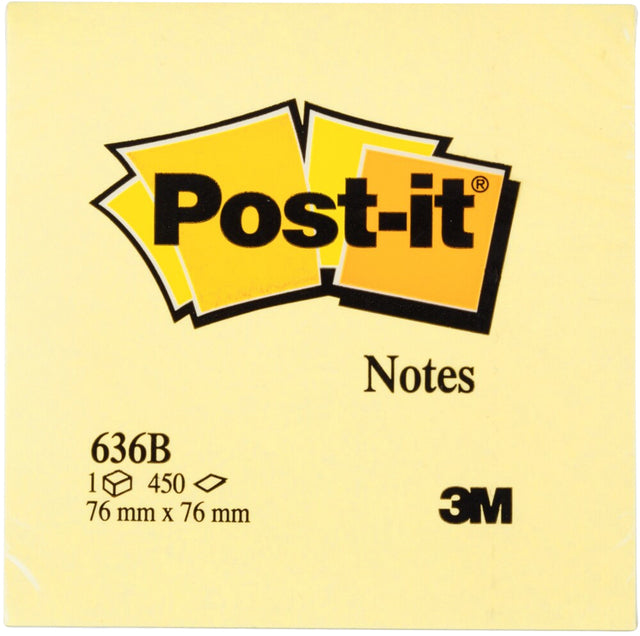 Memoblok Post-it 636 76x76mm Geel kubus - 2