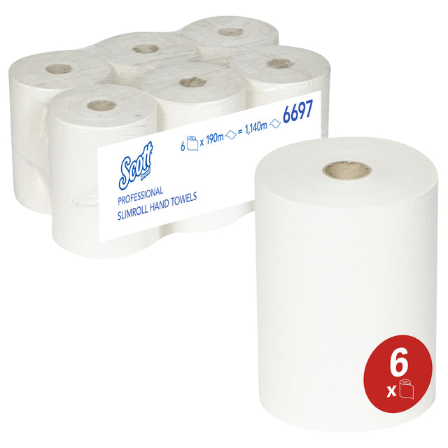 Scott Slimroll 1-laags Handdoekrol 190m Wit - 2