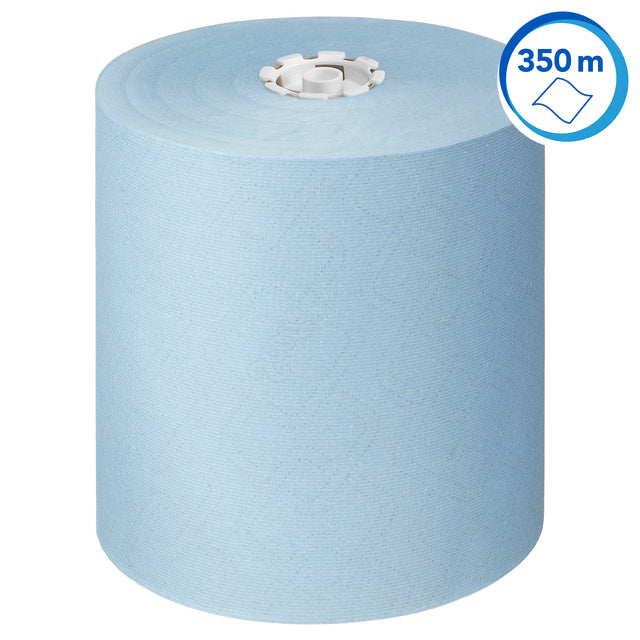 Scott Essential blauwe papieren rolhanddoek 1-laags, 6 x 350 m - 3