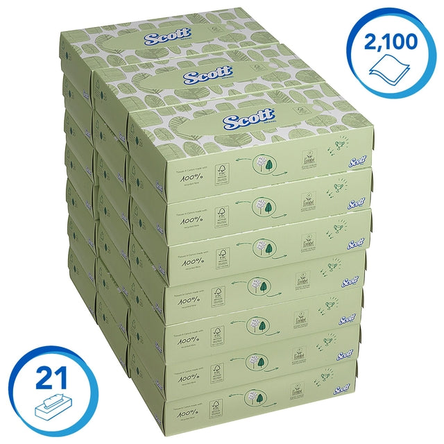 Scott Gezichtsdoekjes 2-laags Wit 21x100 (2100 vellen) - 2