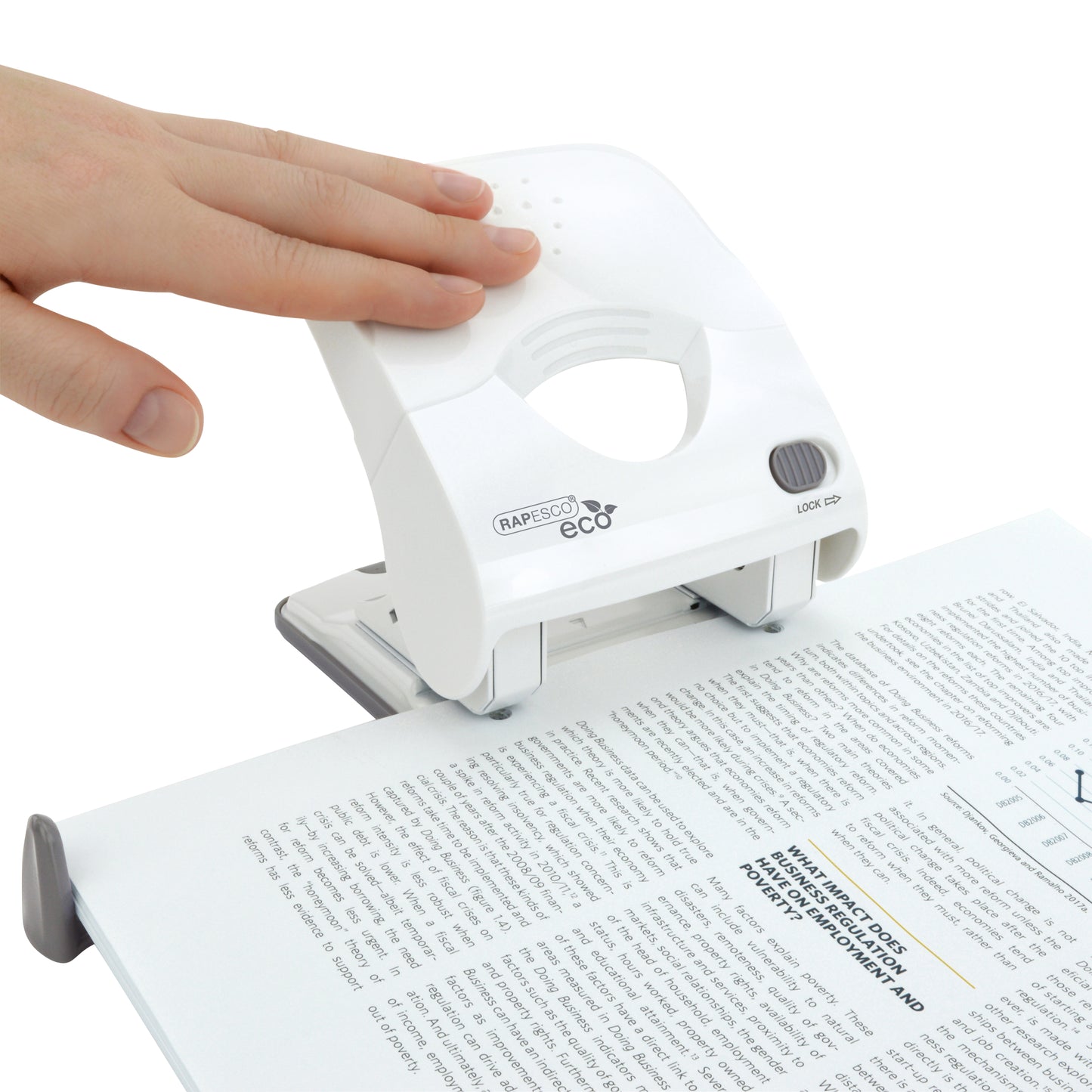 Perforator Rapesco GermSavvy 2-gaats, wit, antibacterieel