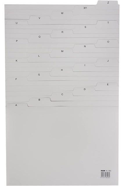 Tabkaart A-Z voor kaartenbox en archiefdozen, lichtgrijs - 2