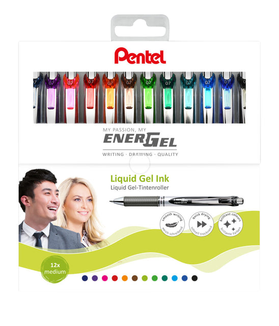 Pentel Energel BL77 Gelroller M Assorti met rubber grip en metalen clip
