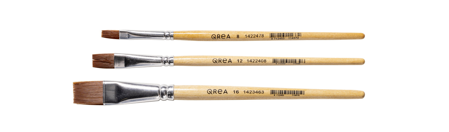 Set van 3 Qrea synthetische kwasten met verschillende breedtes