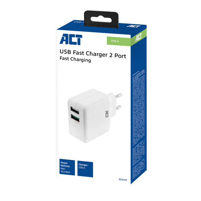 ACT USB Oplader 30W met 2 Poorten QuickCharge - 2