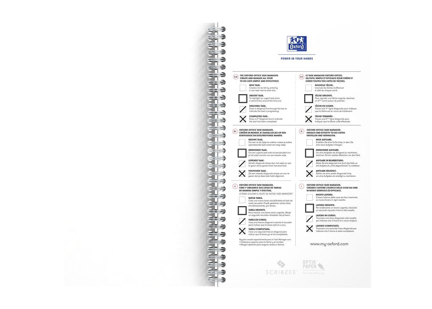 Task Manager Oxford 141x246 mm 115 vel Aqua, FSC-gecertificeerd