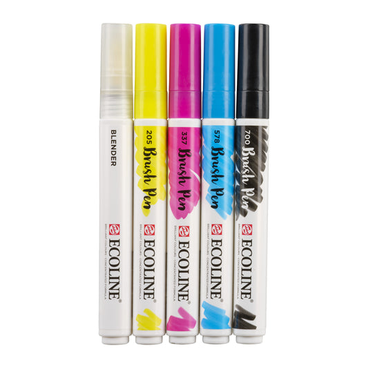Talens Ecoline Set van 5 Primair Kleur Brush Pens
