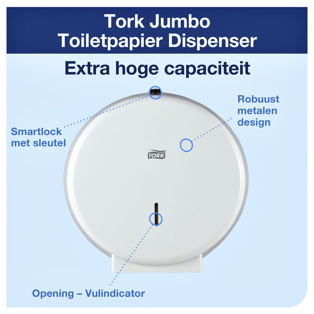 Tork Jumbo toiletpapierdispenser T1 wit, hoge capaciteit - 2