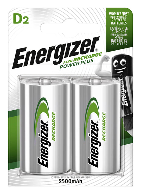 Energizer D oplaadbare batterijen 2 stuks