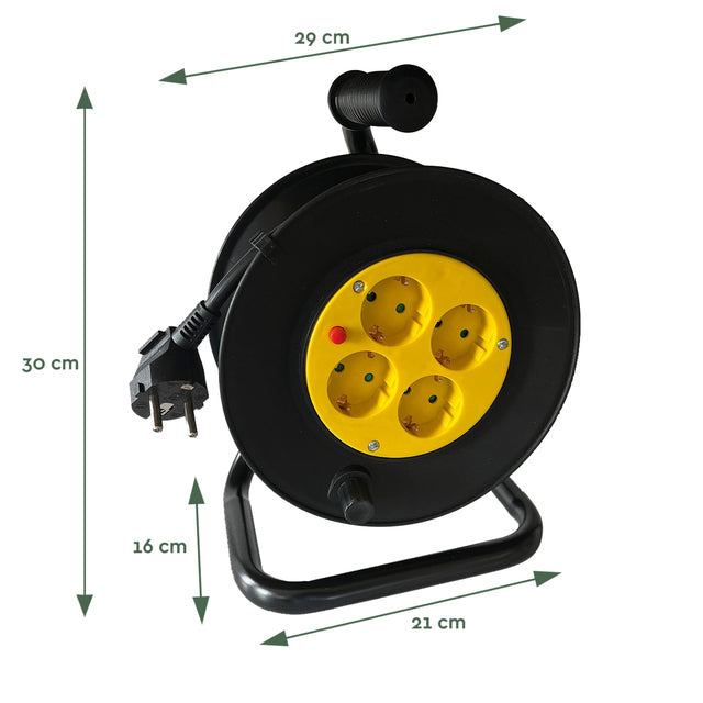 Brasq Pro 10m Kabelhaspel met 4-voudige Stekker, Zwart - 2